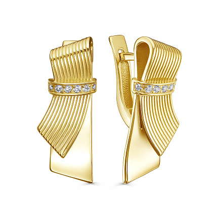 Серьги с английским замком из серебра с фианитами