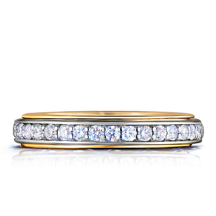 Кольцо обручальное из комбинированного золота с бриллиантами