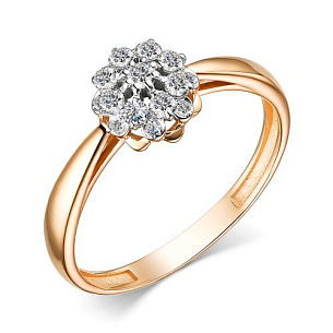 Кольцо из красного золота с бриллиантом