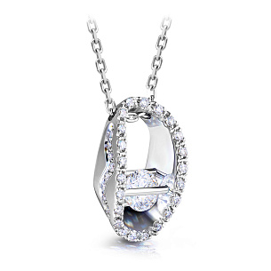 Колье из белого золота с бриллиантами, плетение якорное