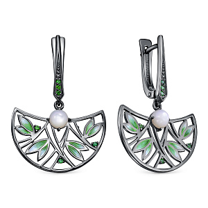 Серьги с английским замком из серебра с перламутром