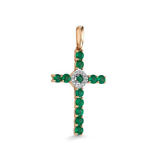 Крест из красного золота с бриллиантом