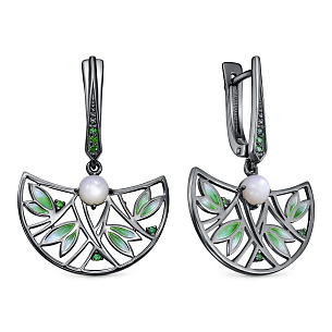 Серьги с английским замком из серебра с перламутром