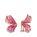 Серьги из красного золота с бриллиантами, сапфирами