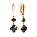 Серьги с английским замком из красного золота с фианитами