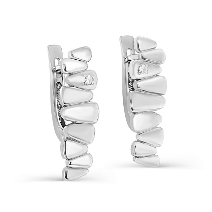 Серьги с английским замком из серебра с фианитами