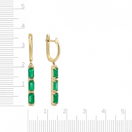 Серьги с английским замком из желтого золота с бриллиантами