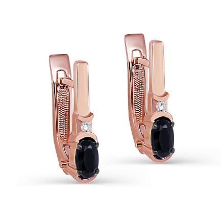 Серьги с английским замком из красного золота с бриллиантами