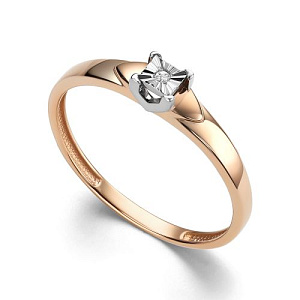 Кольцо из красного золота с бриллиантом