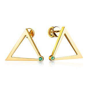 Пусеты из жёлтого золота с изумрудами