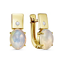 Серьги с английским замком из желтого золота с бриллиантами