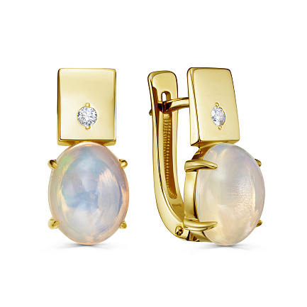 Серьги с английским замком из желтого золота с бриллиантами