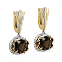 Серьги с английским замком из желтого золота с бриллиантами