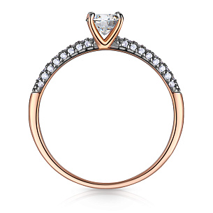 Кольцо из красного золота с фианитом