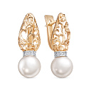 Серьги с английским замком из красного золота с бриллиантами