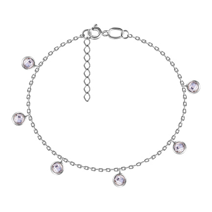 Браслет декоративный из серебра с фианитом