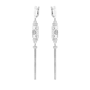 Серьги с английским замком из белого золота с агатом