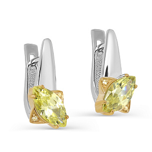 Серьги с английским замком из серебра с фианитом