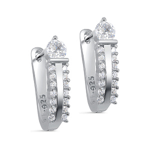 Серьги с английским замком из серебра с фианитами