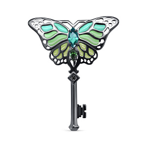 Брошь из серебра с ситалом, фианитом