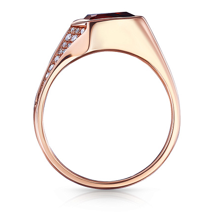 Кольцо из красного золота с бриллиантами, гранатом