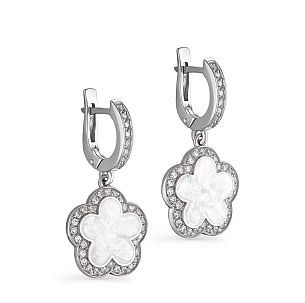 Серьги с английским замком из серебра с фианитом