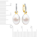 Серьги из желтого золота с бриллиантами, жемчугом