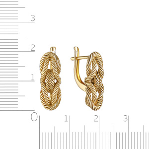 Серьги с английским замком из желтого золота