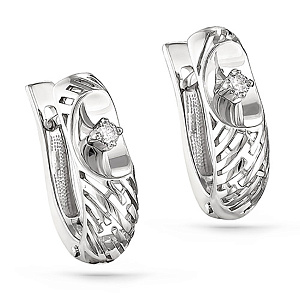 Серьги с английским замком из белого золота с бриллиантами