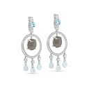 Серьги с английским замком из серебра с лунными камнями