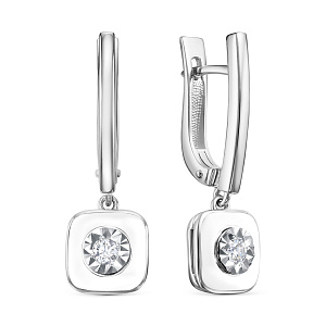 Серьги с английским замком из белого золота с бриллиантами