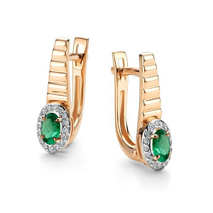 Серьги с английским замком из красного золота с бриллиантами