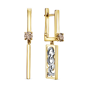 Серьги с английским замком из желтого золота с бриллиантами