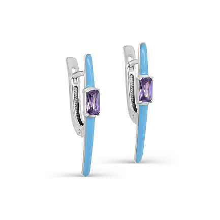 Серьги с английским замком из серебра с фианитами