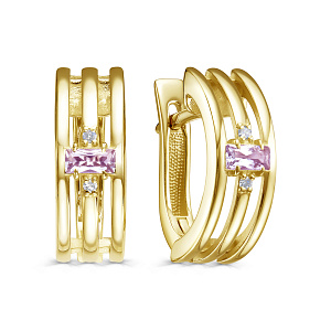 Серьги с английским замком из серебра с бриллиантами