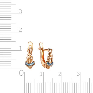 Серьги с английским замком из серебра с фианитом и золочением