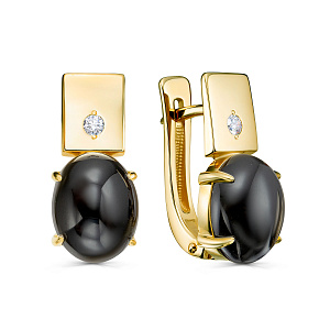 Серьги с английским замком из желтого золота с бриллиантами