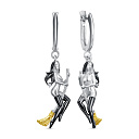 Серьги с английским замком из серебра с фианитами