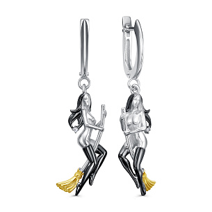 Серьги с английским замком из серебра с фианитом