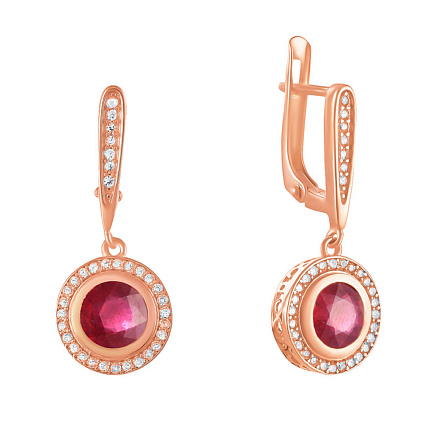 Серьги с английским замком из серебра с корундом
