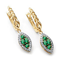 Серьги с английским замком из желтого золота с бриллиантами