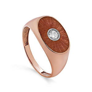 Кольцо из красного золота с бриллиантом