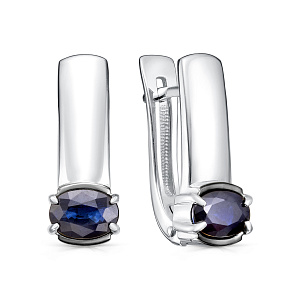 Серьги с английским замком из серебра с сапфирами