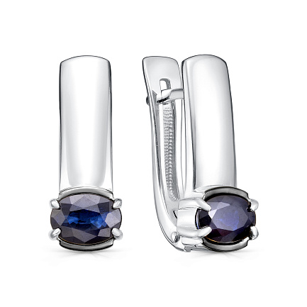 Серьги с английским замком из серебра с сапфирами