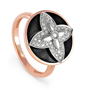 Кольцо из красного золота с бриллиантом