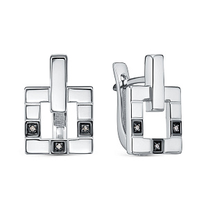 Серьги с английским замком из серебра с бриллиантами