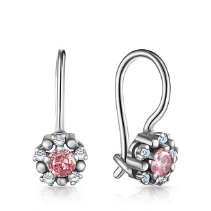 Серьги с французским замком из серебра с фианитом