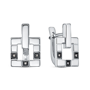 Серьги с английским замком из серебра с бриллиантом