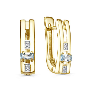 Серьги с английским замком из серебра с бриллиантами