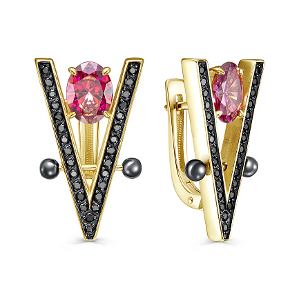 Серьги с английским замком из серебра с фианитами